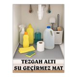 COZLEY Su Geçirmez Tezgah Altı Düzenleyici Silikon Mat Lavabo Altı Organizer Evye Altı Koruyucu 60X40 GRİ