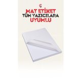 ÇÖZÜM KAĞIT Yapışkanlı Mat Etiket Kartuşlu Mürekkepli Tüm Yazıcılara Uygun Sticker A4 100 Adet