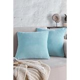 Cozy | 2 Adet Turkuaz Renk Kadife Pamuklu Kırlent Yastık Kılıfı 44x44 Cm