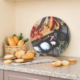 Cozy Co: Temperli Cam Daire Kesme ve Sunum Tablası, Kesme Tahtası, Kesme Tablası, Sunumluk, CKT009 - 40 x 40 cm