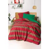 Cozy Home Festive Tek Kişilik Lastikli Çarşaflı Nevresim Takımı Holly Yeşil