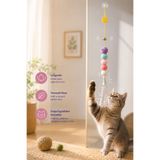 COZY SENSE Çıngıraklı Kedi Oyuncağı Yapışkanlı Kedi Oyun Oltası Renkli Ponponlu Oyuncak Zıplayan Top