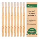 Cozyco Doğal Bambu Diş Fırçaları, Gübrelenebilir ve Biyobozunur Ahşap Diş Fırçası, Hassas Diş Etleri için Yumuşak Naylon Kıllı, Yetişkinler ve Çocuklar için Vegan ve Yeniden Kullanılabilir Diş Fırçası (8'li Paket)