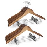 cozymood Ahşap Takım Elbise Askıları 12'li Paket, Ayarlanabilir Metal Klipsli, Premium Ahşap Elbise Askısı Doğal Pürüzsüz Yüzey, Kaban, Ceket, Pantolon, Etek, Pantolon için Ağır Hizmet Ahşap Askı