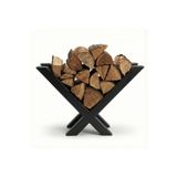 Cozyne Dekoratif Metal Şömine Odunluğu - Modern Siyah x Tasarım Soba Yanı Odun ve Kütük Standı