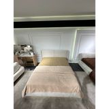 Cozze Mobilya Bianca Modern LED Işıklı Kavisli Başlıklı Bazalı Karyola - Krem - 120 x 200 cm