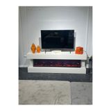 Cozze Mobilya Huma Uzaktan Kumandalı Elektrikli Şömine - Modern Beyaz TV Ünitesi ve Dekoratif Şömine