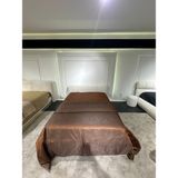 Cozze Mobilya Nuvola Bukle Kumaş Puf Tasarım Bazalı Çift Kişilik Karyola - Beyaz - 180 x 200 cm