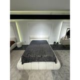 Cozze Mobilya Puffy Bukle Kumaş Yumuşak Dolgulu Başlıklı Bazalı Karyola - Beyaz - 120 x 200 cm