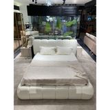 Cozze Mobilya Teddy Bukle Kumaş Modern Bazalı Çift Kişilik Karyola - Beyaz - 160 × 200 cm