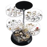 Cq acrylic Kızlar için 360 Derece Dönen Mücevher Kutusu, Kadınlar için Küçük Mücevher Organizatör Kutusu ve Küpe Tutacağı, Kapaklı 5 Katmanlı Seyahat Takı Kılıfı, Küpeler Bilezikler Yüzükler için Mini