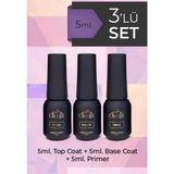 Cr-Oje Kalıcı Oje Protez Tırnak Top Coat, Pro Rubber Base Coat, Primer 3lü Set