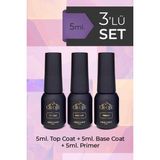 Cr-Oje Kalıcı Oje Protez Tırnak Top,coat,Pro Rubber Base Coat,primer 3 Lü Set