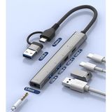 CR28 5in1 Type-C i-Phone 15 ve Üstü & USB-A Hub i-OS PD Çoklayıcı Adaptör 3,5mm Kulaklık Çıkışlı Alüminyum Kasa