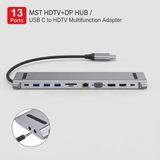 Cr76 13 in 1 Type-C Çoklu Çoğaltıcı Hub - 4K HDMI, DP, VGA, 1000Mbps Gigabit Ethernet, 100W PD Şarj ve Kart Okuyucu Adaptör