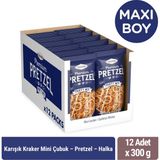 Crackfers Pretzel Tuzlu Mix Maxi Boy Kraker Kısa Çubuk - Fiyonk - Halka 300 gr x 12 Adet