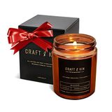 Craft & Kin Ev için Sonbahar Kokulu Mum | Premium Ahşap Mum | Tamamen Doğal Koku | Uzun Ömürlü, 45 Saat Yanma Süresi, 8 oz