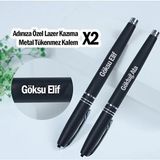 Craft Neova Isme Özel Lazer Işlemeli Metal 2'li Prestij Tükenmez Kalem | 2 Adet Lazer ile Yazılı Adınıza Özel Tasarım