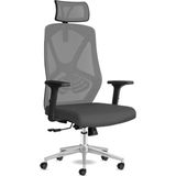 Craft Ofis Sandalyesi Baş Destekli Ergonomik Çalışma Koltuğu Kumaş (Gri)