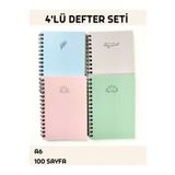 Craft PASTEL RENKLER 4'LÜ SPİRALLİ DEFTER SETİ , A6 , ÇİZGİSİZ ,