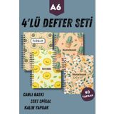 Craft TURUNCU TEMALI 4 'LÜ NOT DEFTER SETİ | A6 | ÇELİK SPİRAL | NOT DEFTERİ | SERT KAPAK