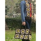 Craftatelier Renkli Motifli El Örgüsü Omuz Çantası ve Atkı 2'li Takım - 45X30