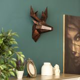 Craftcolic - Custom Deer, 3 Boyutlu Metal Bakır Eskitme Geyik Figürü Duvar Dekoru, Duvar Dekorasyon Ürünü, İskandinav Tarz