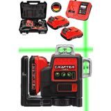 CRAFTERTOOLS Germany 360° 12 Köşe 45 Mt Ölçüm Çift Akülü Lazer Hizalama Yeşil Çizgili Lazer Metre Çizgi Hizalama