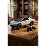 craftivio 1:24 Cybertruck Metal Diecast Model Araba - ATV Motorlu, Kapıları Açılan Oyuncak Araba Gri