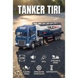 craftivio 1:24 Ölçek Diecast Metal Kafa Işıklı ve Sesli Oyuncak Tanker Tırı - Ayrılabilir Dorseli Model Araba