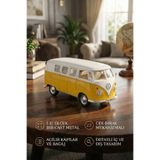 craftivio 1:32 Ölçek Metal Çek Bırak Nostaljik Volkswagen T1 Minibüs Vosvos Oyuncak Araba - Sarı (13 cm)