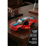 Craftivio 1:38 Ölçek Dodge Challenger Demon Metal Oyuncak Araba - Çek Bırak Açılır Kapılı Kırmızı