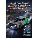 Craftivio 1:8 Dev Boy Uzaktan Kumandalı Yarış Arabası | 2.4 Ghz | Sesli, Işıklı ve Duman (Buhar) Efektli - Yeşil - Gri