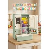 Craftivio 28 Parça Aksesuarlı Buharlı Işıklı ve Müzikli Çekmeceli Oyuncak Buzdolabı Evcilik Mutfak Seti - Çok Renkli