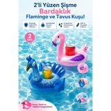 craftivio 2'li Set Yüzen Şişme Bardaklık Havuz ve Deniz İçi İçecek Tutucu - Flamingo ve Tavus Kuşu