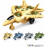 Craftivio 360° Akrobatik Dönen Çek Bırak Savaş Uçağı Oyuncak Dayanıklı Abs Jet - 17 cm