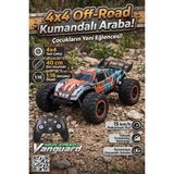 Craftivio 40 cm Dev Boy 4x4 Uzaktan Kumandalı Araba 1:16 Ölçek Şarjlı Off-Road Arazi Aracı - Turuncu - Mavi