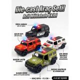 Craftivio 4'lü Die-Cast Metal Oyuncak Araba Seti - Sesli Işıklı Çek Bırak Itfaiye Polis Ambulans Askeri Araç