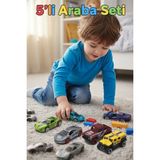 Craftivio 5'li Metal Oyuncak Araba Seti - Dayanıklı Diecast Model Yarış ve Arazi Araçları - Renkli