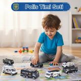Craftivio 6'lı Metal Polis Arabası Seti - Diecast Oyuncak Polis Timi - Dayanıklı Alaşım Model Araçlar - Renkli