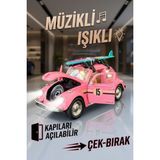 Craftivio Büyük Boy Metal Çek Bırak Vosvos Oyuncak Araba - Sesli Işıklı Kapıları Açılan Nostaljik Model - Renkli