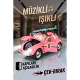 craftivio Büyük Boy Metal Çek Bırak Vosvos Oyuncak Araba - Sesli Işıklı Kapıları Açılan Nostaljik Model