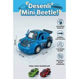Craftivio Çek Bırak Oyuncak Araba Açılabilir Kapılı Desenli Mini Beetle 1:38 Ölçek