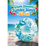 craftivio Çiçek Desenli Boy Yetişkin Deniz Simidi 91 cm Havuz ve Plaj Simidi