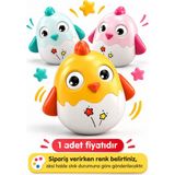 Craftivio Çıngıraklı Hacıyatmaz Bebek Oyuncağı - Hareketli Gözlü Sesli Eğitici Tavuk Figürü 12 cm - Çok Renkli
