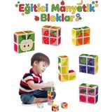Craftivio Eğitici Manyetik Küpler - Mıknatıslı Zeka Blokları - 4 Parça Meyve Temalı 3 Boyutlu Puzzle - Çok Renkli