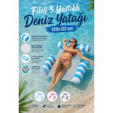 craftivio Fileli 3 Yastıklı Deniz Ve Havuz Yatağı - Şişme Konforlu Deniz Hamağı Koltuğu 120x122 cm