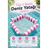 craftivio Fileli Su Hamağı 4 Yastıklı Şişme Deniz Yatağı ve Havuz Koltuğu Yetişkin 125x122 cm