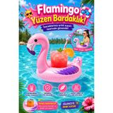 craftivio Flamingo Tasarımlı Şişme Yüzen Havuz ve Deniz Bardaklığı İçecek Tutucu