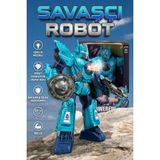Craftivio Işıklı Müzikli Savaşçı Robot 34 cm Büyük Boy Oyuncak - Mavi/kırmızı